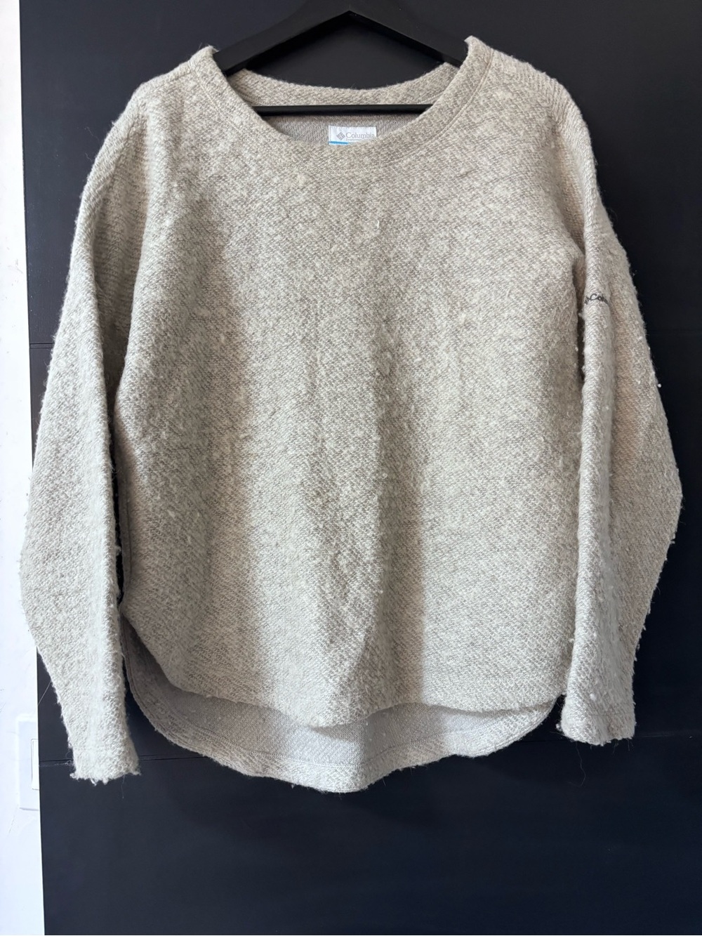 Columbia Women's Neutral Cream Crewneck Textured Sweater
